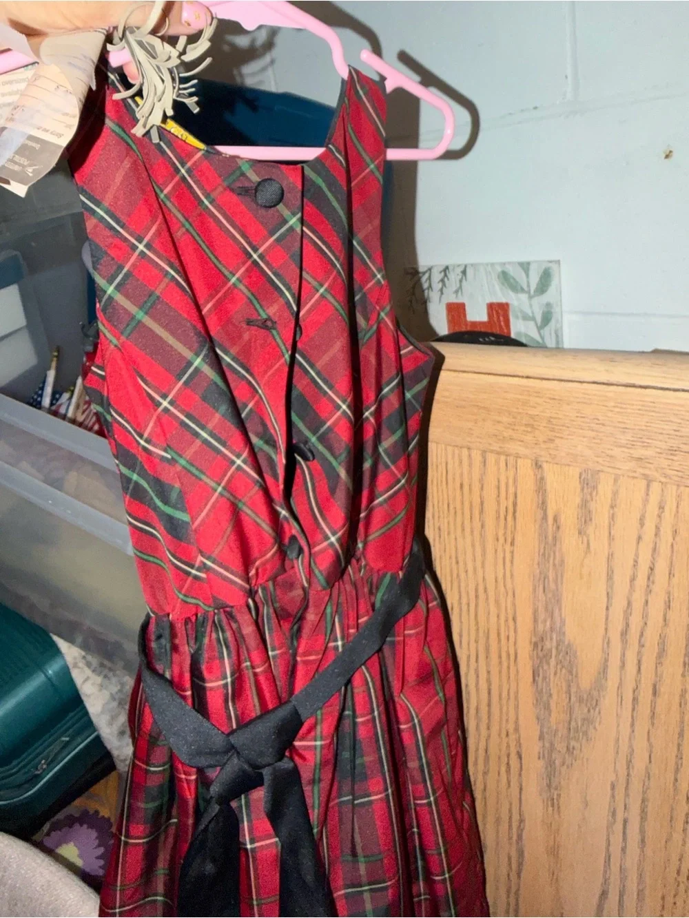Polo by Ralph Lauren Red Plaid Dress with Black Waistband
